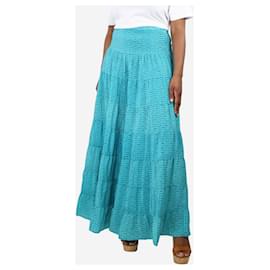 Autre Marque-Turquoise wavy maxi tiered skirt - size UK 12-Blue