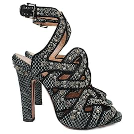 Alaïa-Alaia Grey Black Stud Embellished Sandals-Black,Grey