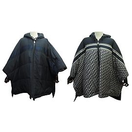 Christian Dior NEW CAPE DIOR JACKET REVERSIBLE DOWN JACKET M 38 IN OBLIQUE MONOGRAM CANVAS Blue