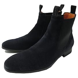 Santoni-SANTONI SHOES CHELSEA ANKLE BOOTS 7 Item 42 FR IN BLUE SUEDE LOW BOOTS-Blue