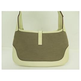 Gucci-GUCCI JACKIE PM HANDBAG 0013735 CANVAS AND BEIGE AND CREAM LEATHER HAND BAG-Other