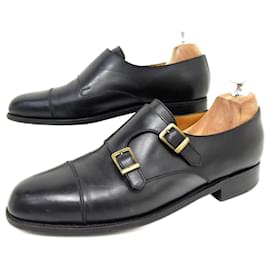 JM Weston-JM WESTON SHOES 537 TWO-BUCKLE MOCCASINS 7.5D 41.5 BLACK LEATHER SHOES-Black