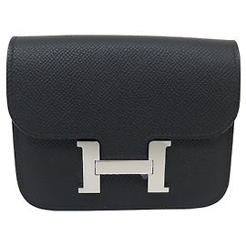 Hermès NEW HERMES SLIM CONSTANCE H WALLET082060CK89 Black epsom leather 2022 WALLET Black