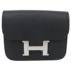 Hermès-NEW HERMES SLIM CONSTANCE H WALLET082060CK89 Black epsom leather 2022 WALLET-Black