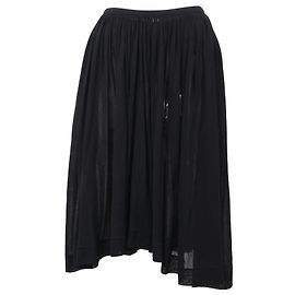 Knielanger geraffter Rock aus schwarzer Baumwolle von Yohji Yamamoto Schwarz