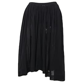 Yohji Yamamoto-Yohji Yamamoto Knee Length Shirred Skirt in Black Cotton-Black