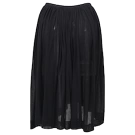 Yohji Yamamoto-Yohji Yamamoto Knee Length Shirred Skirt in Black Cotton-Black