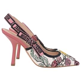 Dior-Dior J'Adior Slingback-Pumps mit Blumendruck aus rosa Canvas-Pink