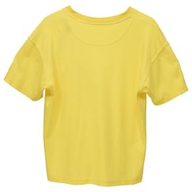 Hermès-Camiseta Hermes com decote em V e bolso em algodão amarelo-Amarelo