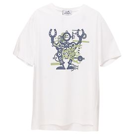 Hermès Camiseta Hermes con estampado de robot en algodón blanco Blanco
