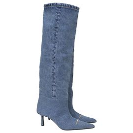 Alexander Wang Viola 65 Slouch Knee Boots in Blue Denim Blue