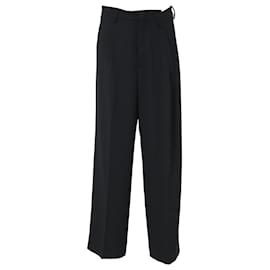 Maison Martin Margiela-Maison Margiela Pantalon Taille Haute Plissé en Polyester Noir-Noir