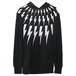 Neil Barrett-Neil Barrett Thunder Hoodie in Black Cotton-Black