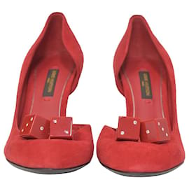 Louis Vuitton-Louis Vuitton Dice Pumps in Red Suede-Red