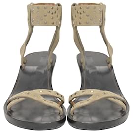 Isabel Marant-Sandalen mit Knöchelriemen und Nieten von Isabel Marant aus beigem Wildleder. -Braun,Beige