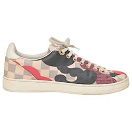 Louis Vuitton-Louis Vuitton Overcloud Lace Up Sneakers in Multicolor Damier Azur Canvas And Leather Trim -Other