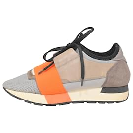 Balenciaga-Balenciaga Race Runner Sneaker in Multicolor Leather And Suede -Grey