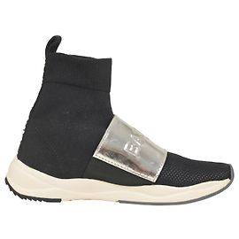 Balmain Cameron Tênis de cano alto com logotipo em relevo em malha elástica preta e malha Preto