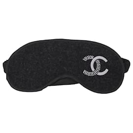 Chanel-Chanel Travel Set Coperta e maschera per gli occhi per dormire in lana nera e grigia-Nero