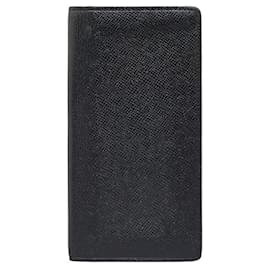 Louis Vuitton-Louis Vuitton Taiga Leather Brazza Long Wallet M30501 Black in Very Good Condition-Black