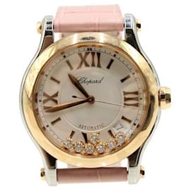 Chopard-Reloj automático Chopard Happy Sport Crocodille rosa pastel - Diamantes-Rosa