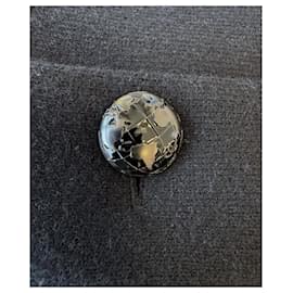 Chanel-Robe en tricot décontractée noire à boutons Globe CC-Noir