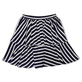 Yves Saint Laurent-YSL striped ruffle skirt-Black,White