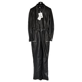 Chanel 9K$ New Black Leather Jumpsuit Black