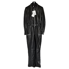 Chanel-9K$ New Black Leather Jumpsuit-Black