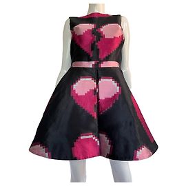 Robe Philipp Plein Fatality à cœurs Noir Rose Noir Rose