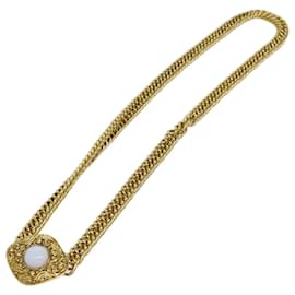 Chanel-CHANEL Corrente Pérola Cinto metal Ouro CC Auth bs13679-Dourado