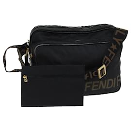 Fendi-FENDI Shoulder Bag Canvas Black Auth yk11949-Black