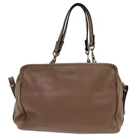 Céline-CELINE Elsie Hand Bag Leather 2way Beige Auth hk1217-Beige