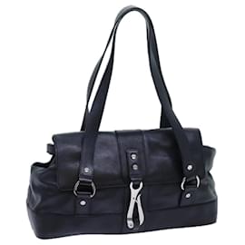Céline-CELINE Shoulder Bag Leather Black Auth hk1202-Black
