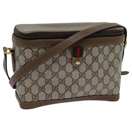 Gucci-GUCCI GG Canvas Web Sherry Line Shoulder Bag PVC Beige Green Red Auth 71229-Red,Beige,Green