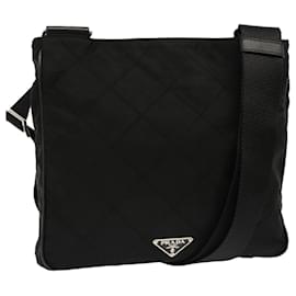 Prada-PRADA Quilted Shoulder Bag Nylon Black Auth fm3367-Black
