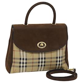 Autre Marque-Burberrys Nova Check Hand Bag PVC 2way Brown Auth yk11758-Brown