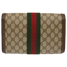 Gucci-GUCCI Pochette Linea GG Supreme Web Sherry PVC Beige Rossa 89 01 006 Auth ep3955-Rosso,Beige