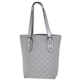 Gucci-GUCCI GG Canvas Hand Bag Silver 257250 auth 71517-Silvery