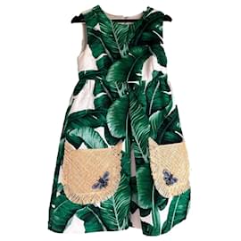 Dolce & Gabbana-Vestido Dolce & Gabbana folhas de bananeira-Verde