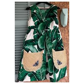 Dolce & Gabbana-Vestido Dolce & Gabbana folhas de bananeira-Verde