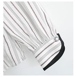 Etro-Blusa in seta a righe con dettagli ricamati Etro-Bianco