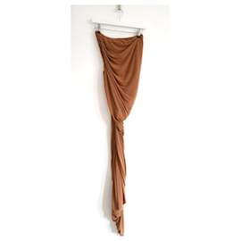 Robe moulante interne à fronces en chameau Norma Kamali Camel
