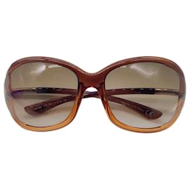 Autre Marque-Óculos de sol quadrados macios Tom Ford Brown Jennifer-Marrom