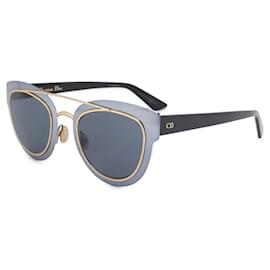 Autre Marque-Christian Dior Sonnenbrille aus Cat-Eye-Metall in Blau und Chromoptik -Blau