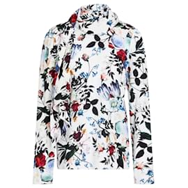 Autre Marque-ERDEM White Multi Yvonna Floral-Print Crepe de Chine Blouse-Multiple colors