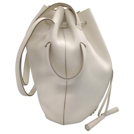 Autre Marque-Tod's White Leather Drawstring Bucket Bag-White
