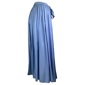 Autre Marque-Jupe mi-longue en satin bleu Irvette Ulla Johnson-Bleu