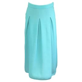 Autre Marque-Vionnet Aqua Pleated Knit Midi Skirt-Blue