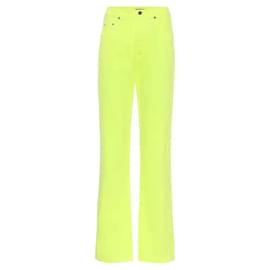 Autre Marque-Kwaidan Editions Acid Green High-Rise Straight Leg Jeans-Yellow